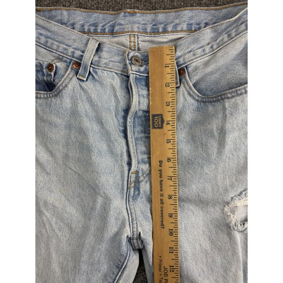 Levis 501 Jeans Mens 28x30 Light Wash Distressed Button Fly Denim High Rise - Picture 4 of 11